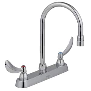 Commercial 2-Handle Kitchen Faucet in Chrome with Lever Blade Handles