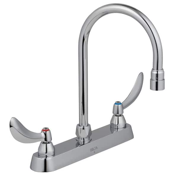 Delta Commercial 2-Handle Kitchen Faucet in Chrome with Lever Blade Handles