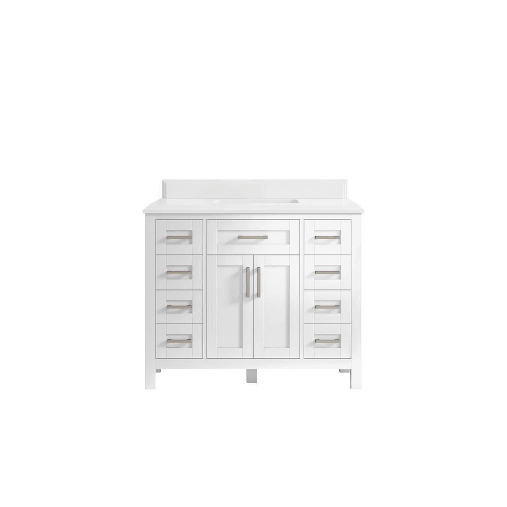 Cambridge 42 in. W x 22 in. D x 36 in. H Bath Vanity in White with Cove Edge White Quartz Top price history on PriceWatchPro