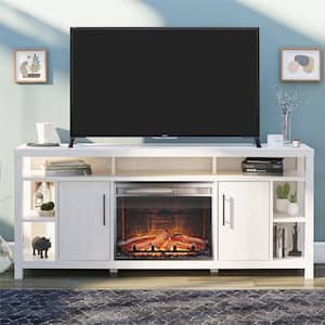 Garrick Ivory Oak TV Stand Fits TV's up to 75 in. with Electric Fireplace