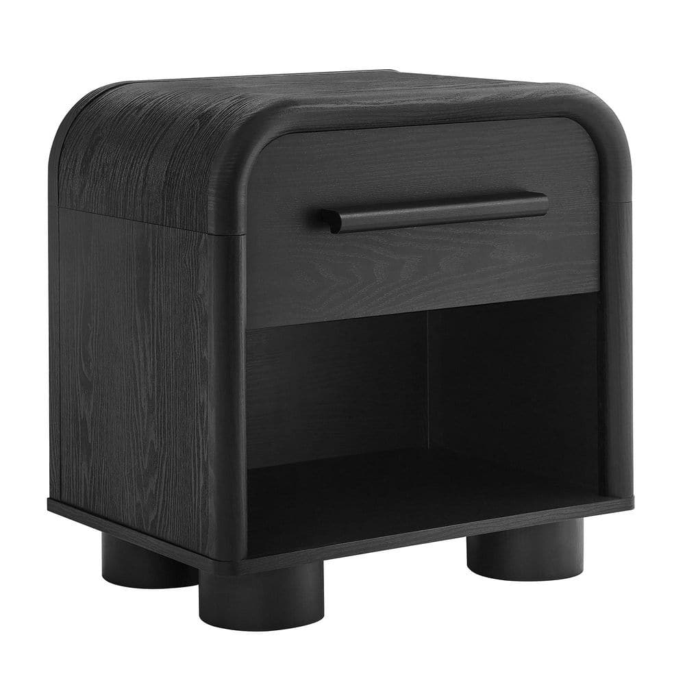 Bellamy 1-Drawer Curved Edge Nightstand in Black Oak price history on PriceWatchPro