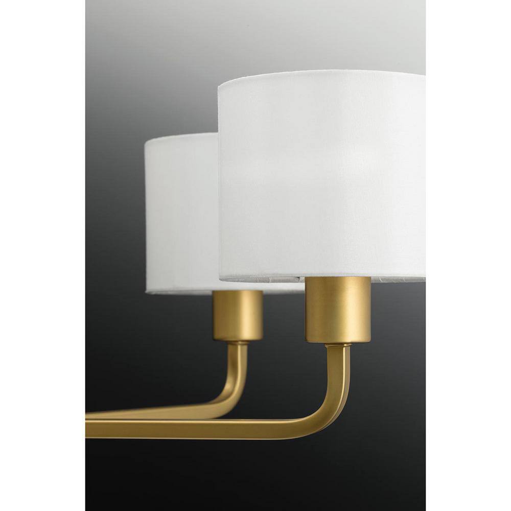 Palacio Vintage Gold Chandelier with White Silk Shades