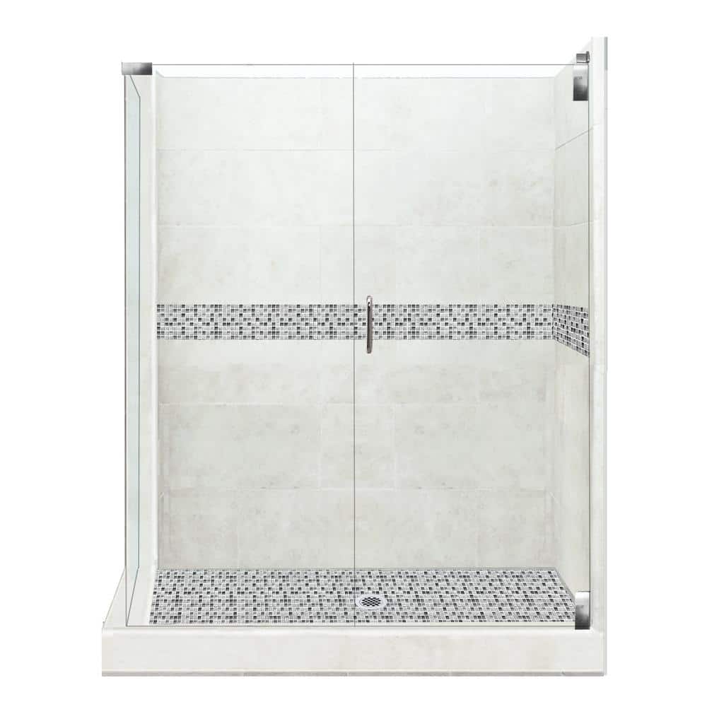 American Bath Factory Del Mar Grand Hinged 36 in. x 42 in. x 80 in. Right-Hand Corner Shower Kit in Natural Buff and Chrome Hardware, Del Mar and Natural Buff/Chrome -  CGH-4236ND-LTCH