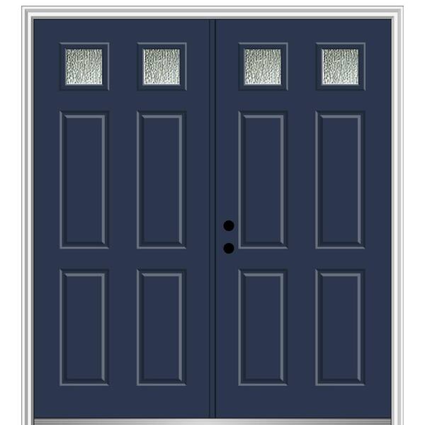 MMI Door 72 in. x 80 in. Right-Hand/Inswing Rain Glass Naval Fiberglass Prehung Front Door on 6-9/16 in. Frame