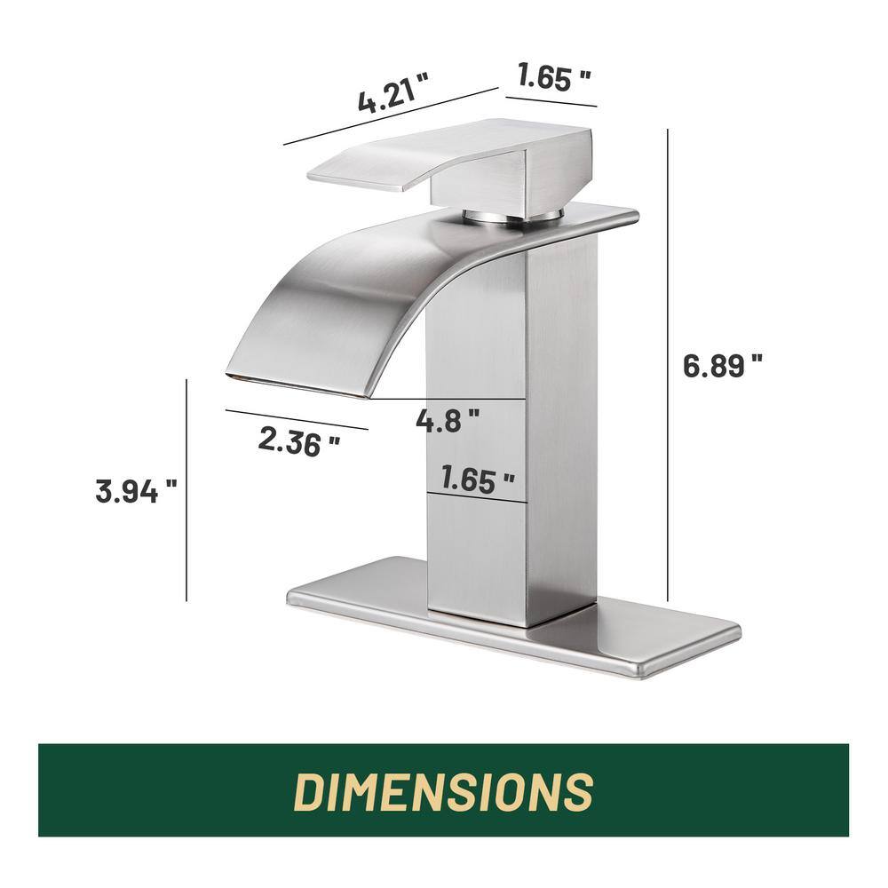 Brushed Nickel Single Handle Waterfall Bathroom Faucet