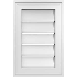 12 in. x 18 in. Vertical Surface Mount PVC Gable Vent: Functional with Brickmould Frame