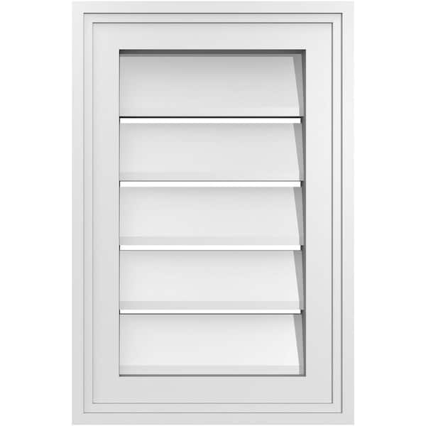 Ekena Millwork 12 in. x 18 in. Vertical Surface Mount PVC Gable Vent: Functional with Brickmould Frame