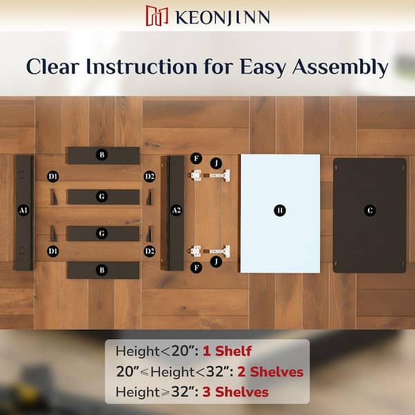 36 in. W x 24 in. H Rectangular Frameless Aluminum Black Recessed or Surface Mount Medicine Cabinet with Mirror