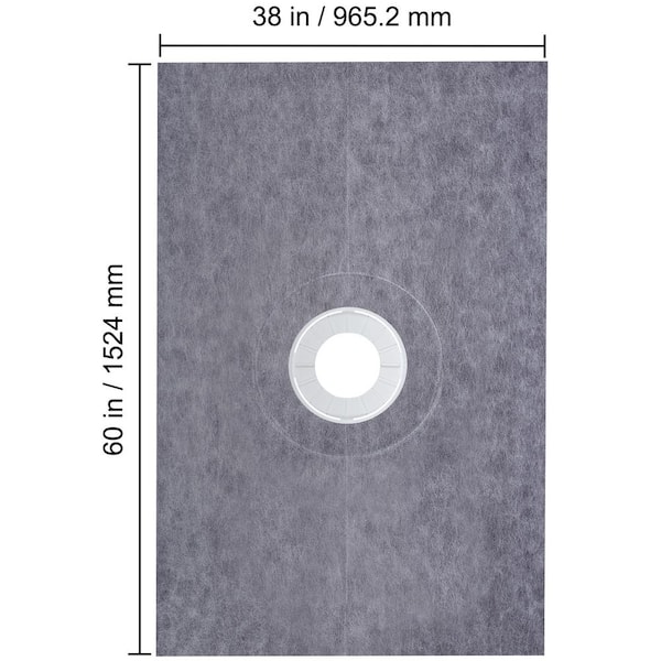 2-Cuttable Shower Pan Kit 38 in. x 60 in. Shower Base w/ 4 in. PVC Central Bonding Flange Polyethylene Shower Pan Liner