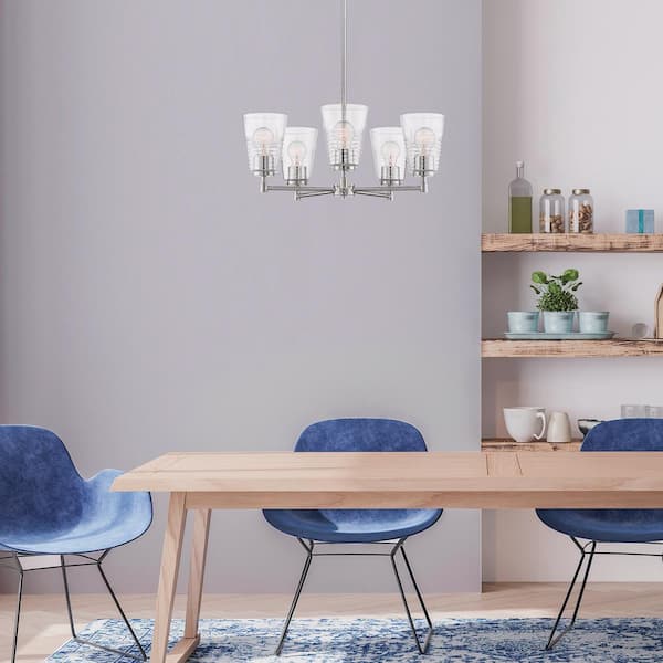 Ingo 5-Light Polished Nickel Modern Sputnik Chandelier for Dining Areas with No Bulbs Included