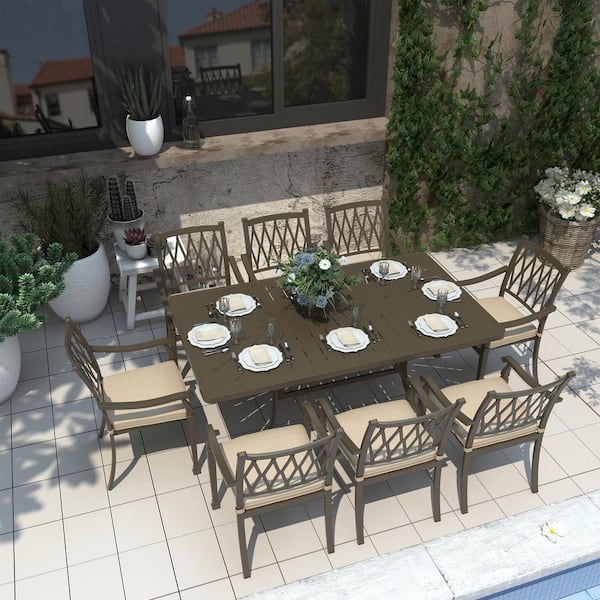 Clihome 72 Inch Cast Aluminum Rectangular Dining Table with