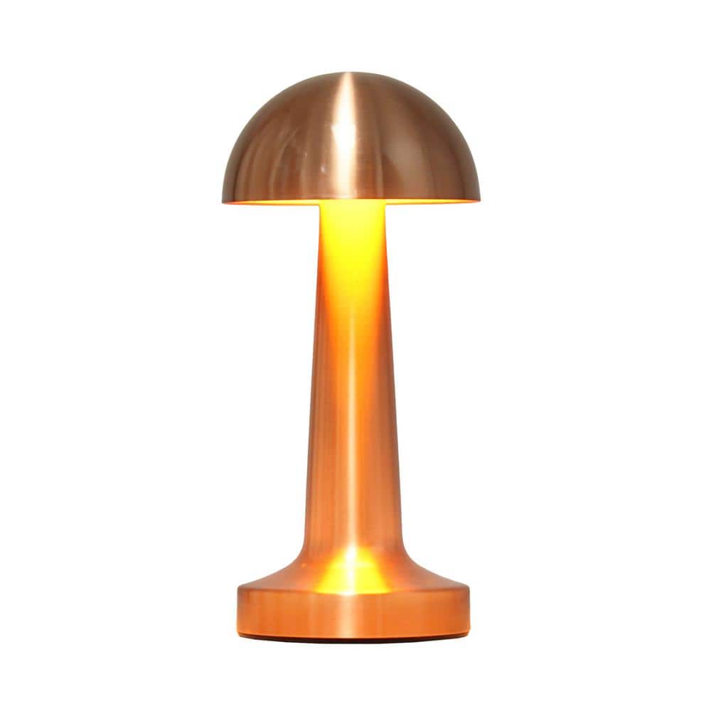 Copper Cordless Mini Metal Mushroom Desk Lamp with Touch Sensor