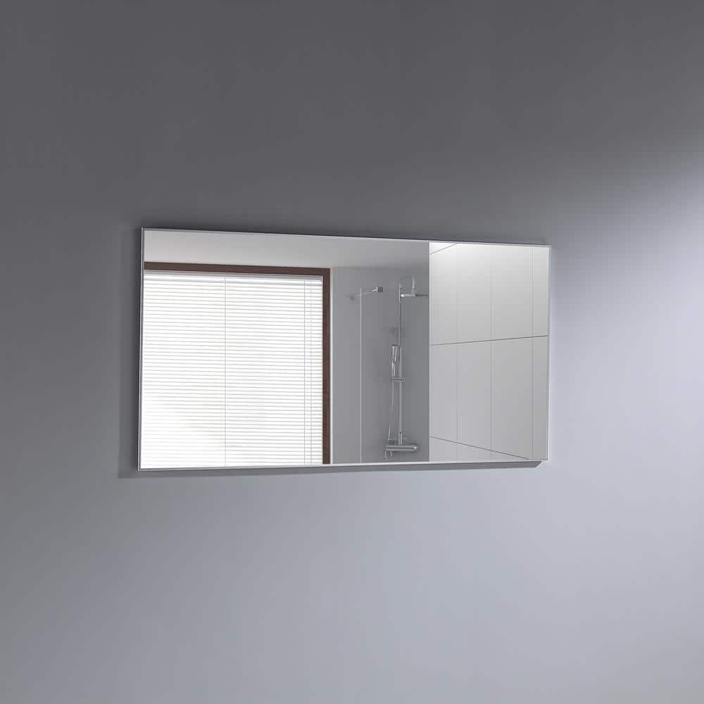 Oversized 72" Brushed Silver Metal Frame Rectangular Vanity Mirror