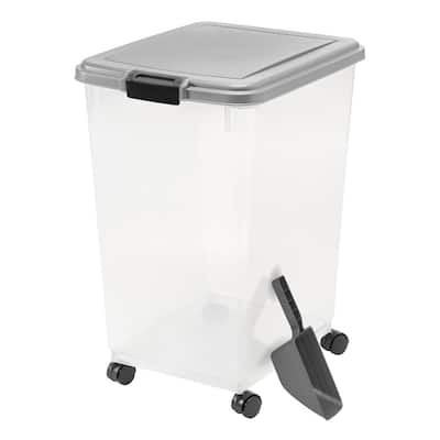 HDX 160 Qt. Latching Storage Box with Wheels in Gray Tint with Yellow Lid  14681H02 - The Home Depot