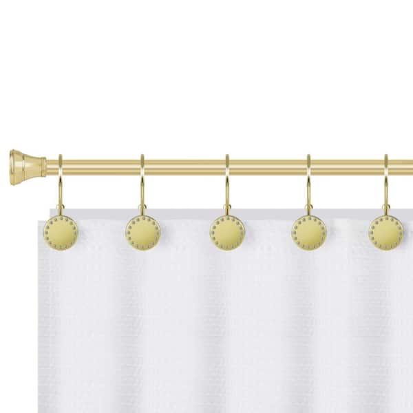 RoomTalks Boho Modern Chic Shower Curtain Hooks Rings for Bathroom, Rust  Resistant Metal Luxury Geometric Brass Gold and White Button Decorative