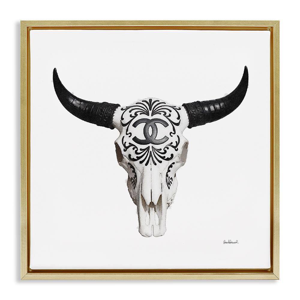 Glam Brand Cow Skull by Amanda Greenwood Gold Floater Frame Animal Graphic Art Print 25 in. x 25 in. price history on PriceWatchPro