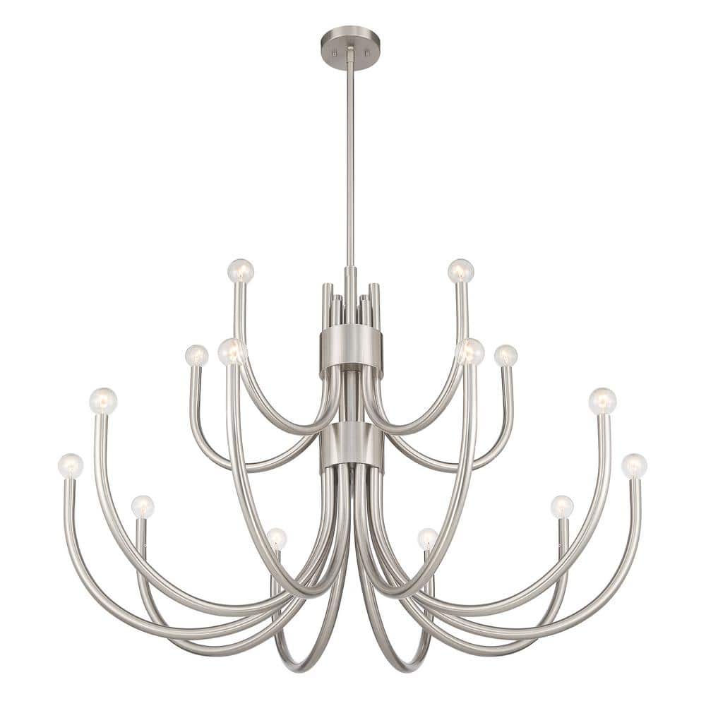 Sorrento 42" Satin Nickel 15-Light Metal Chandelier