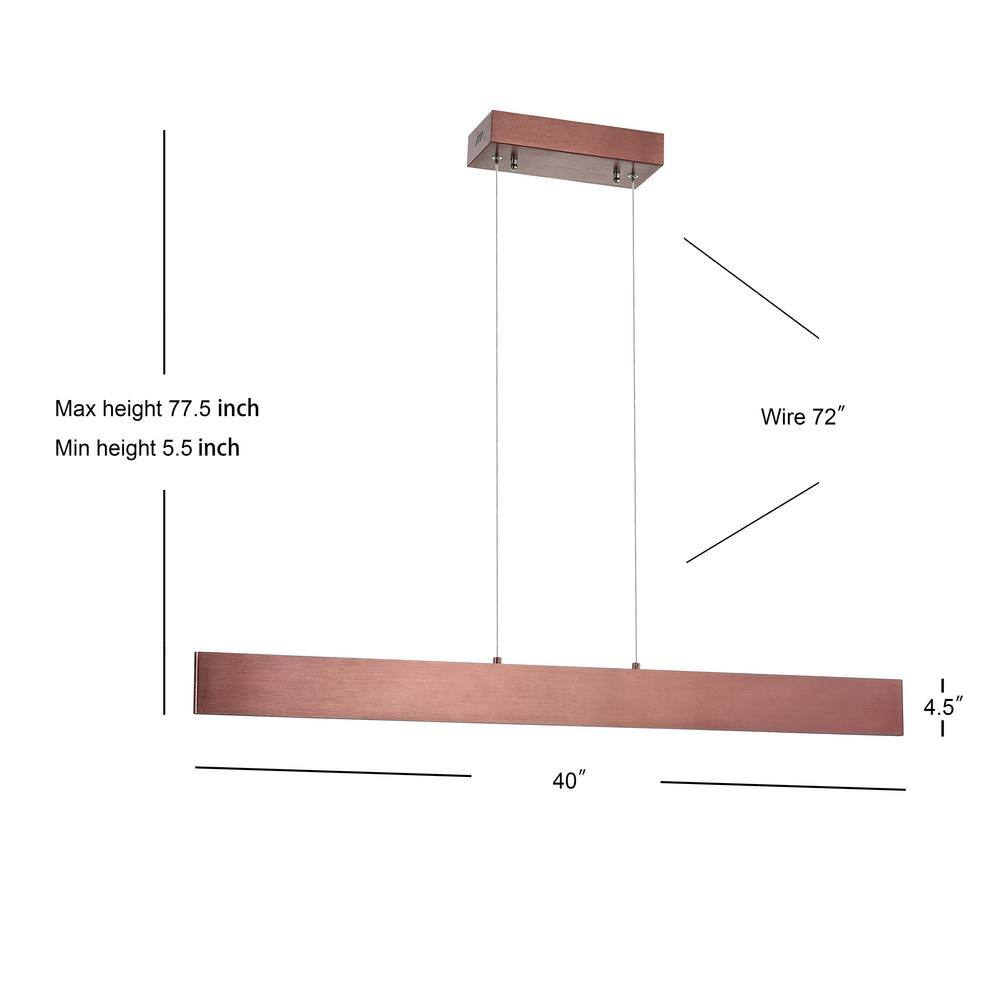 Draper 40" Anodized Bronze Geometric LED Metal Linear Pendant