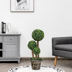 30 in. Green Artificial Topiary Cactus 3 Ball Tree Decorative Trees Fake Greenery Plants Indoor and Outdoor