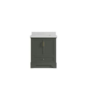 Alys 30 in. W x 22 in. D x 36 in. H Single Sink Bath Vanity Center in Pewter Green with 2 in. carrara qt top