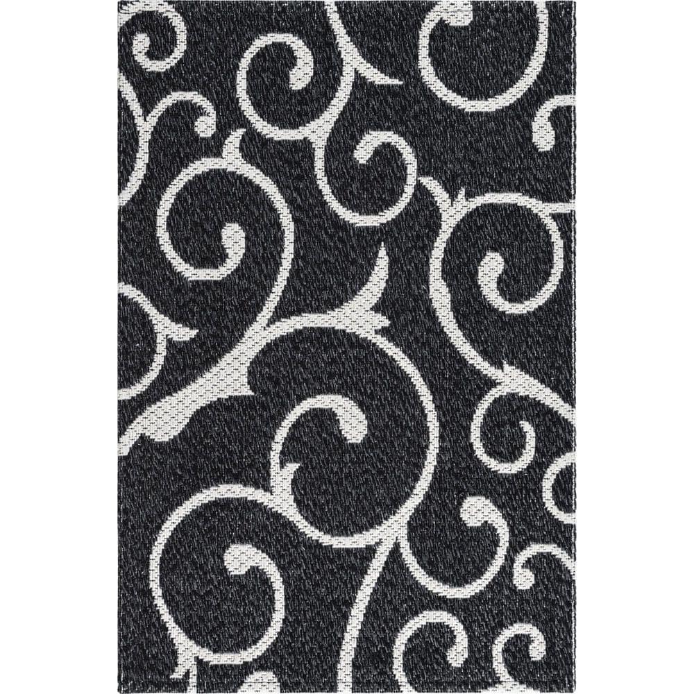 Decatur Courtyard Black Cotton Flatweave 2'x3' Indoor Rug