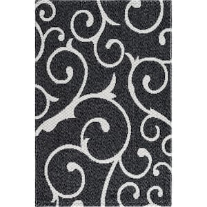 Decatur Scroll Black/Ivory 2 ft. 2 in. x 3 ft. Area Rug