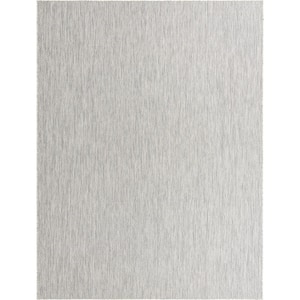 Outdoor Solid Light Gray 9' 0 x 12' 0 Area Rug