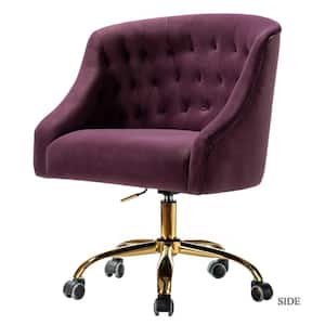 Lydia 24.5 in. Mid-Century Modern Purple Velvet Tufted Hand-Curated Task Chair