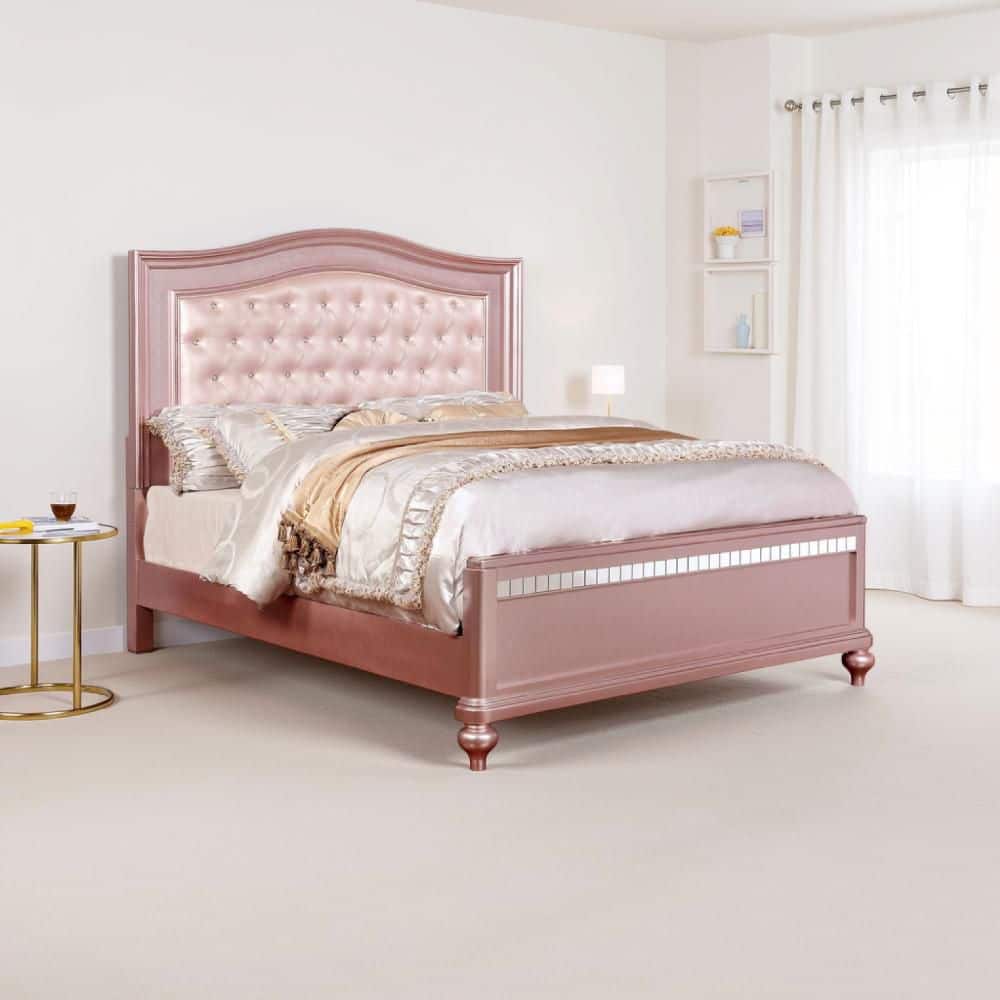Pink Wood Frame Queen Size Panel Bed with Headboard price history on PriceWatchPro