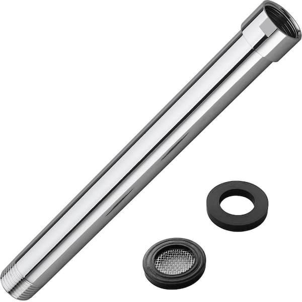 8 in Polished Chrome Stainless Steel Shower Arm Extender with 1/2 in Female to Male Connector