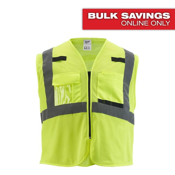Small/Medium Yellow Class 2 Mesh High Visibility Safety Vest with 9-Pockets