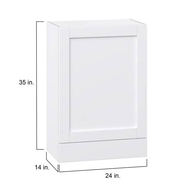 J COLLECTION Mancos 24 in. W x 40 in. H x 14 in. D Bright White Shaker Assembled Wall Kitchen Cabinet with 1-Draw