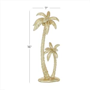 5 in. x 16 in. Gold Polyresin Palm Tree Sculpture
