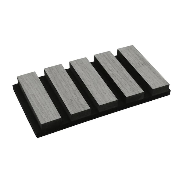 Gray Oak 6.65 in. x 4.13 in. x 0.83 in. Wood Slat Acoustic Decorative 3D Sound Absorbing Wall Panel (1-Pack)