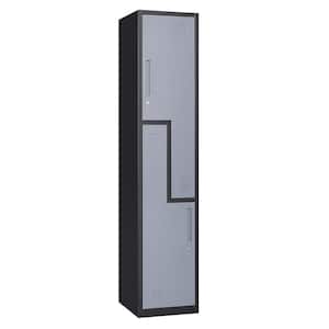 2-Tier Metal Locker for Home, Dressing Room, 71 in. Steel L-Shape Storage Lockers with 2 Door for Employees