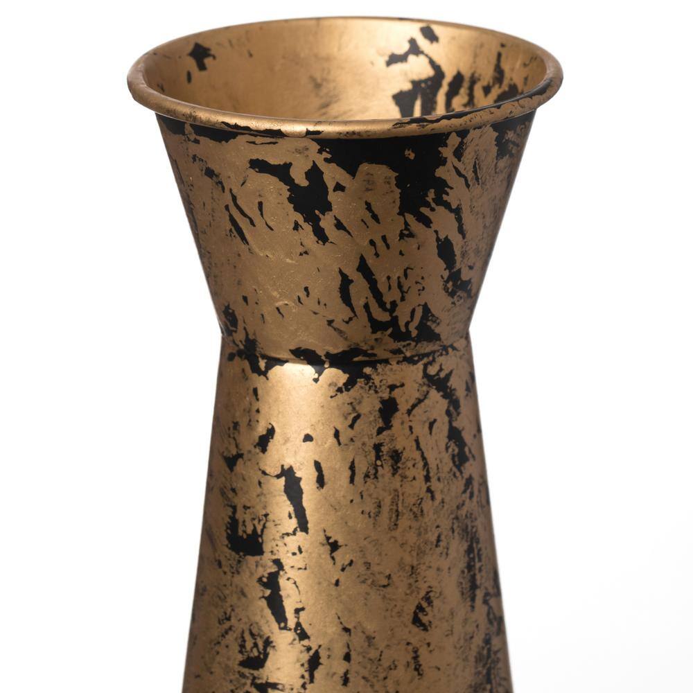 Small Gold Brushed Metal Decorative Floor Vase