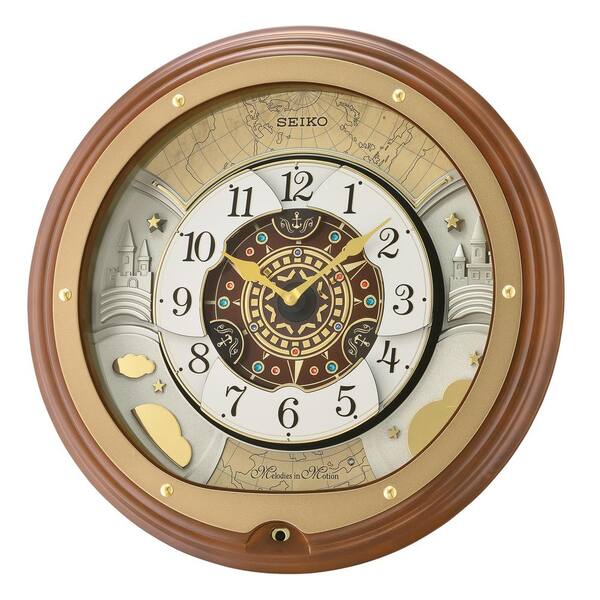 Seiko 17 in. Atlas Melodies in Motion Wall Clock QXM381BRH - The Home Depot
