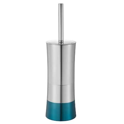 Shiny Colorblock Toilet Brush and Holder in Blue