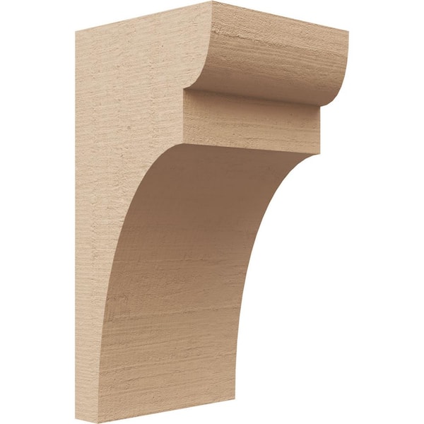 Ekena Millwork 4 in. x 8 in. x 4 in. Series 2 Wide Yorktown Rough Cedar Woodgrain Timberthane Polyurethane Corbel, Primed Tan