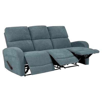 ProLounger 80.7 in. Caribbean Blue Polyester 3-Seater Lawson Reclining Sofa with Square Arms