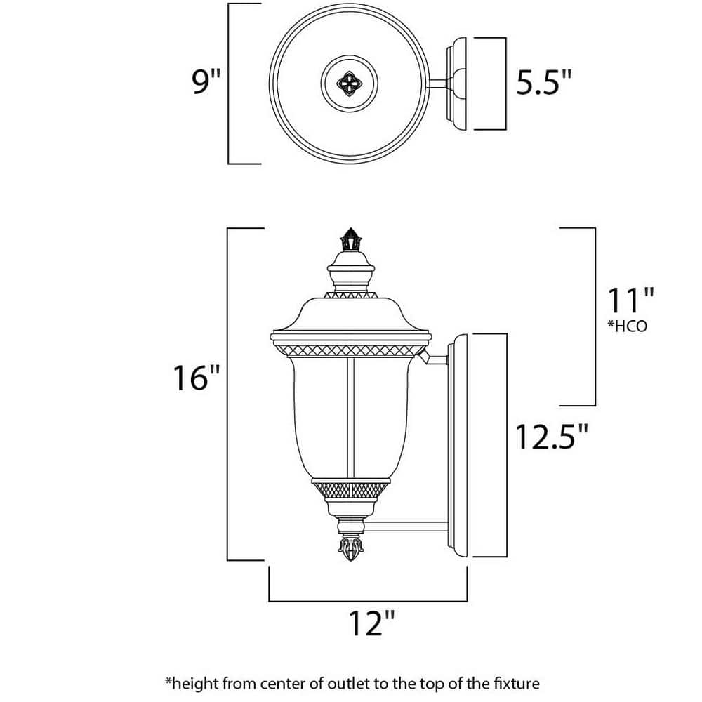 Oriental Bronze 16-Inch Water Glass Outdoor Wall Sconce