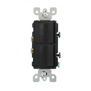 Decora 15 Amp Single-Pole Dual Rocker Switch, Black
