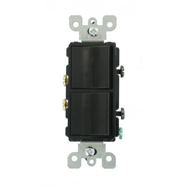 Leviton Decora 15 Amp Single-Pole Dual Rocker Switch, Black