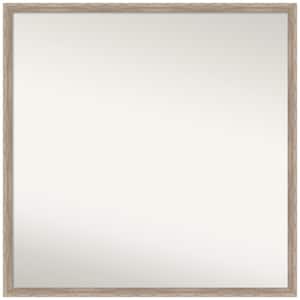 Hardwood Wedge Whitewash 27.25 in. W x 27.25 in. H Square Non-Beveled Wood Framed Wall Mirror in White
