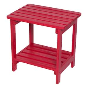 20 in. Tall Chili Red Rectangular Wood Outdoor Side Table
