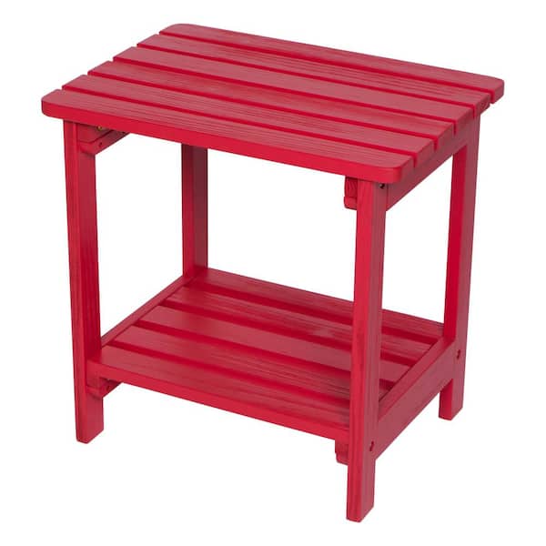 Shine Company 20 in. Tall Chili Red Rectangular Wood Outdoor Side Table