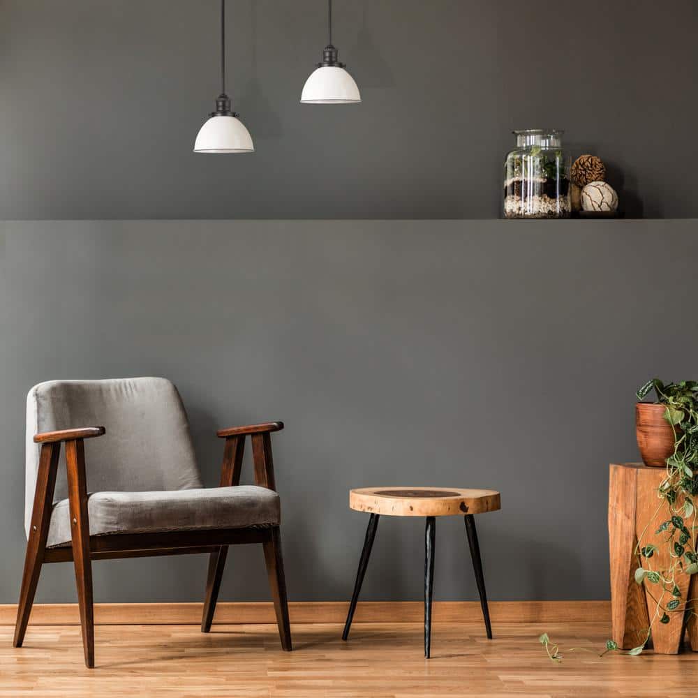 Savannah Matte Black and White Metal Farmhouse Pendant Light