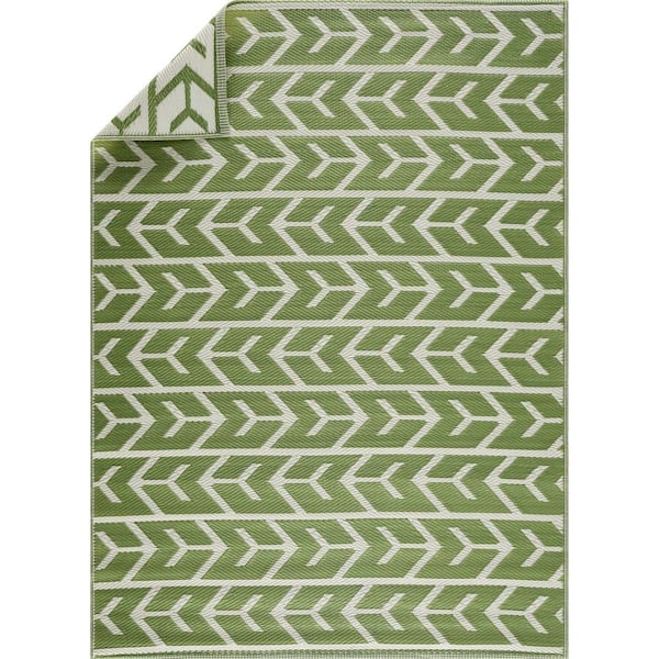 Amsterdam Green And Creme 6 Ft X 9 Ft Geometric Polypropylene Indoor Outdoor Rug Playa 6 X9 Amsterdam Green Creme The Home Depot