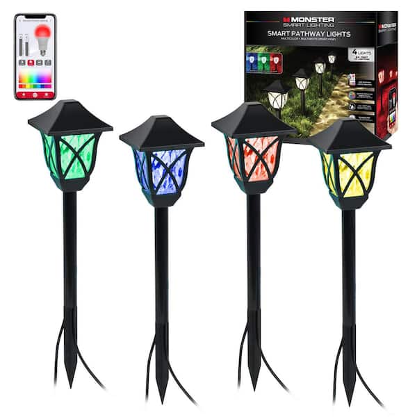 Smart Multicolor & Multiwhite Outdoor LED Lights, App Control Weather Resistant Path Lights 4 Pack