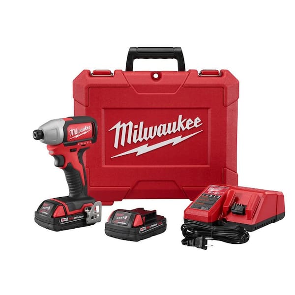 Milwaukee M18 18-Volt Lithium-Ion Brushless Cordless 1/4 in. Cordless Impact Driver Kit W/(2) 2.0Ah Batteries, Charger & Hard Case